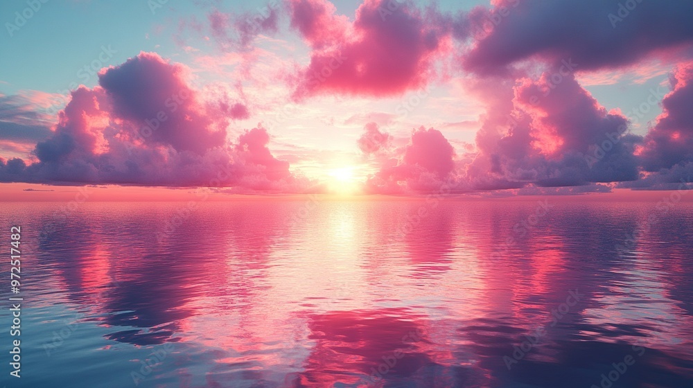 3d render abstract nature background sunset wallpaper pink clouds reflect in the water 3d render abstract nature background sunset wallpaper pink clouds reflect in the water