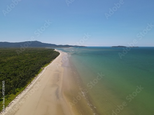 Aerial photo of Daintree River mouth Wonga Beach Queensland Australia