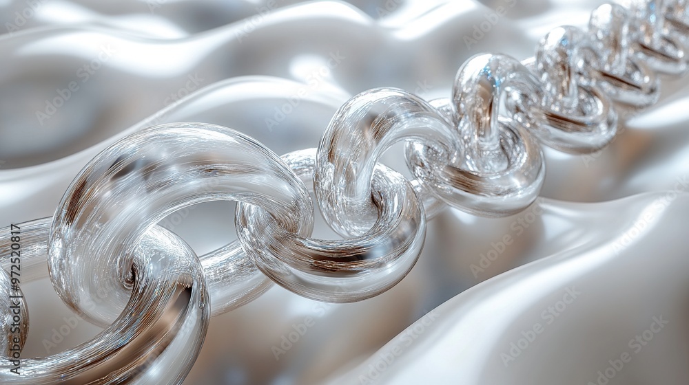 3d render abstract white background with spiral shiny silver chain 3d render abstract white background with spiral shiny silver chain