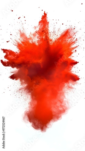 Red Powder Explosion Isolated on White Background