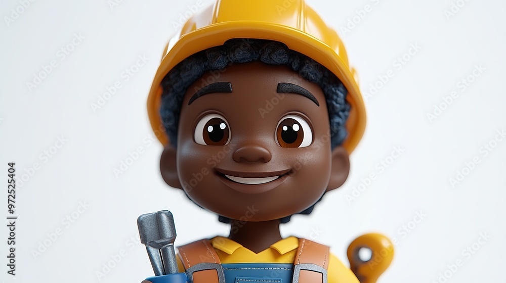 3d render cartoon african human hand with dark skin holds female screw construction worker and tool icon renovation service clip art isolate3d on white background 3d render cartoon african human hand with dark skin holds female screw construction worker and tool icon renovation service clip art isolate3d on white background