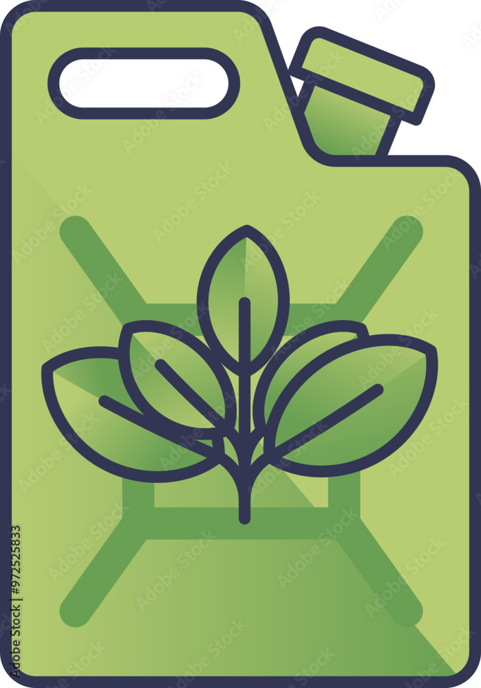 Illustration of a green fuel container with a plant symbol, representing bioethanol or biodiesel. Illustration of a green fuel container with a plant symbol, representing bioethanol or biodiesel.