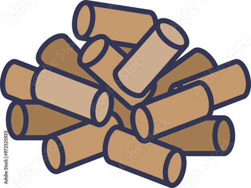 Illustration of a pile of brown woodpellets, symbolizing renewable energy and eco-friendly fuel.