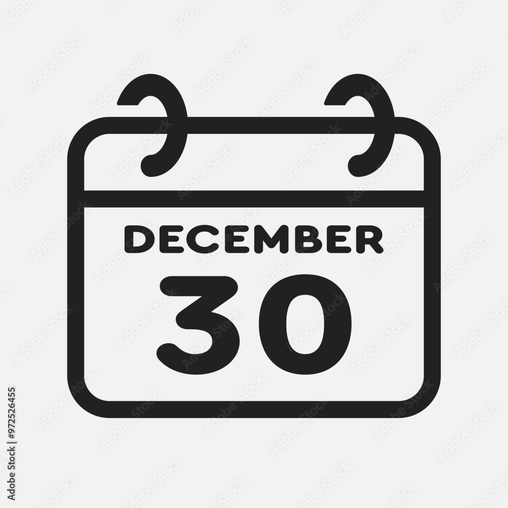 Icon page calendar day - 30 December Icon page calendar day - 30 December
