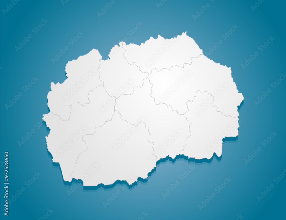 Fototapeta premium Creative map North Macedonia divided on regions