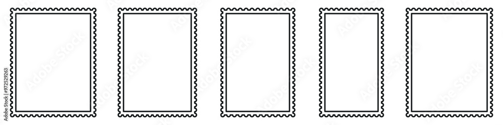 Scallop edge border frame collection. Empty picture or photo frames collection. Rectangle wavy edged shape frames with editable stroke. Scallop edge border frame collection. Empty picture or photo frames collection. Rectangle wavy edged shape frames with editable stroke.