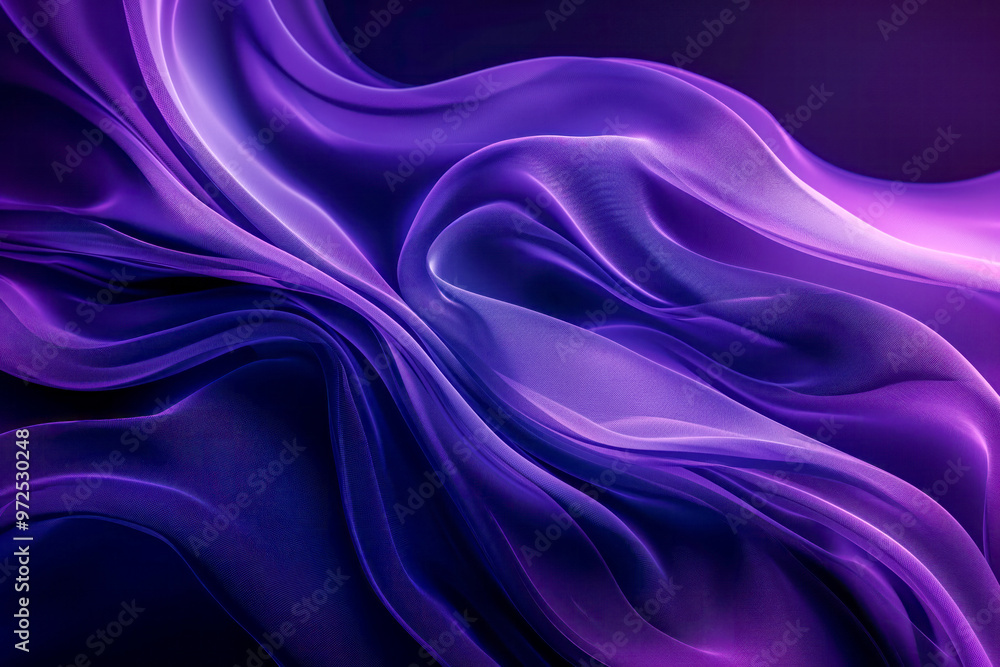 Fototapeta premium Fluid abstract purple and blue fabric waves creating a smooth and flowing visual
