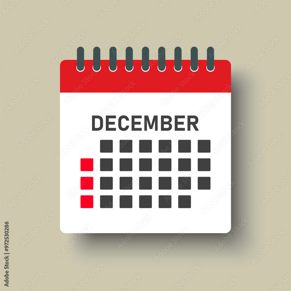 Vector template icon page calendar, month December Vector template icon page calendar, month December