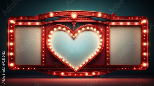 red heart with a frame and lights