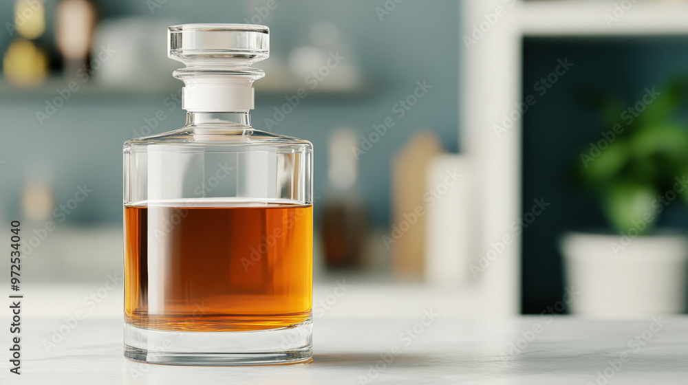 Engraved whiskey decanter with custom text, 3D illustration Engraved whiskey decanter with custom text, 3D illustration