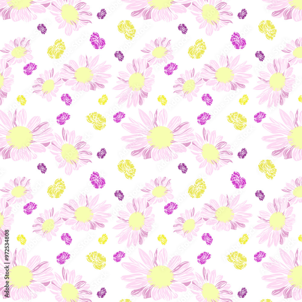 Pattern con delicati fiori lilla e gialli Pattern con delicati fiori lilla e gialli