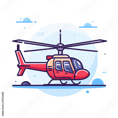 Helicopter icon. Vector illustration of a helicopter in cartoon style.