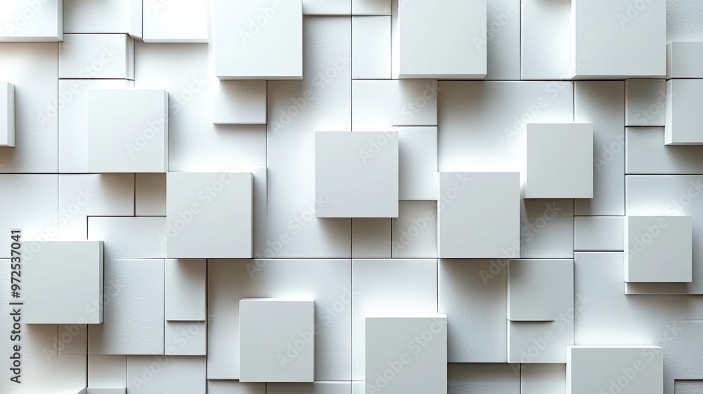 Obraz premium 3d render loop vertical video of abstract minimal white background twisting geometric shapes spin rotating deck of square blank cards