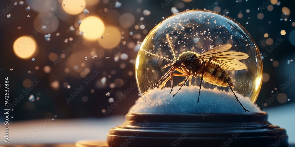 Obraz premium Snow globe with a trapped mosquito.
