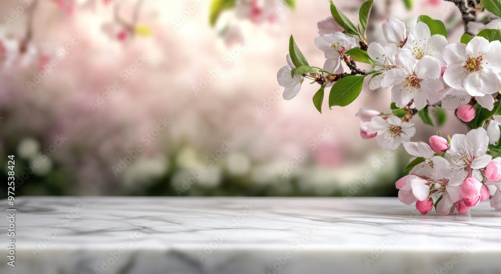 A serene scene featuring blooming flowers on a marble surface, evoking tranquility and beauty. A serene scene featuring blooming flowers on a marble surface, evoking tranquility and beauty.