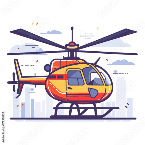 Helicopter icon. Vector illustration of a helicopter in cartoon style.