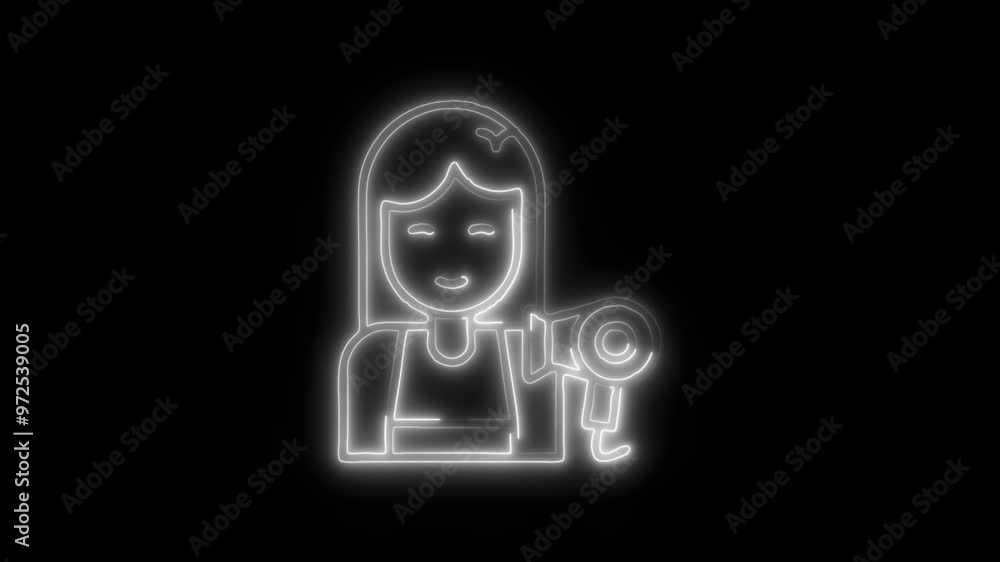 Female Achievement Icon in Video HD Neon Animation – Success and Award Symbol with Dynamic Glow on Black Background Female Achievement Icon in Video HD Neon Animation – Success and Award Symbol with Dynamic Glow on Black Background