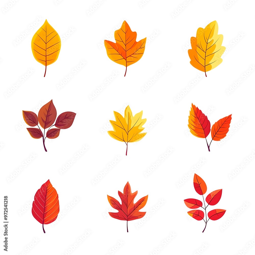 Set of icon autumn leaves on a white background. Vector illustration. Set of icon autumn leaves on a white background. Vector illustration.