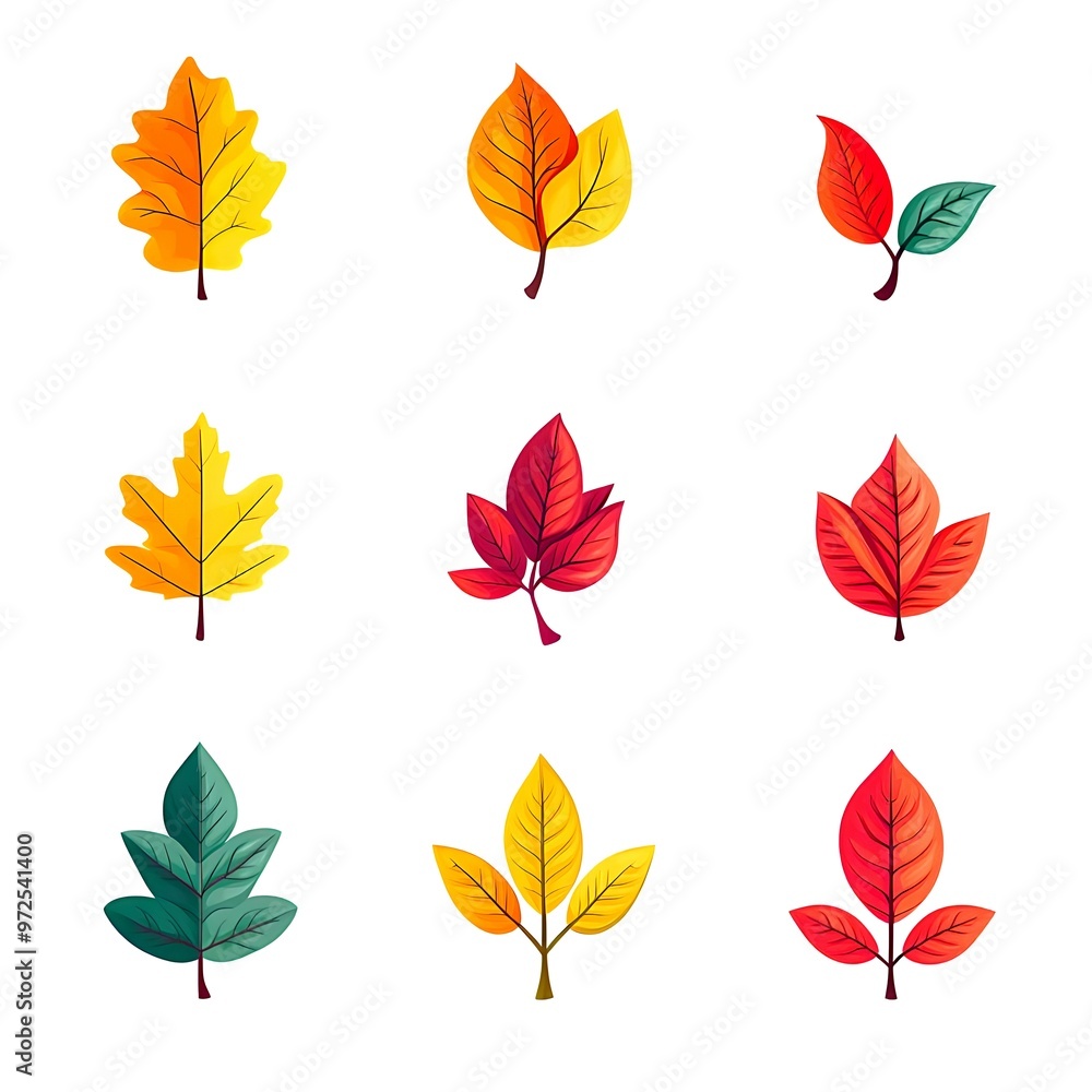 Set of icon autumn leaves on a white background. Vector illustration. Set of icon autumn leaves on a white background. Vector illustration.