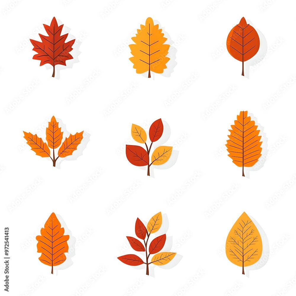 Set of icon autumn leaves on a white background. Vector illustration. Set of icon autumn leaves on a white background. Vector illustration.
