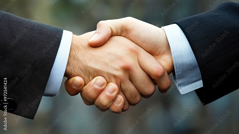 Two businessmen shaking hands in a deal. Two businessmen shaking hands in a deal.