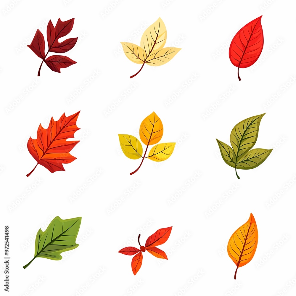 Set of icon autumn leaves on a white background. Vector illustration. Set of icon autumn leaves on a white background. Vector illustration.