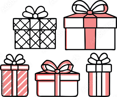 Vector illustration of various holiday gift boxes