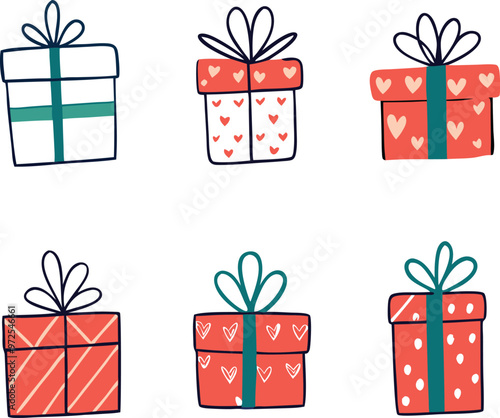 Vector illustration of various holiday gift boxes