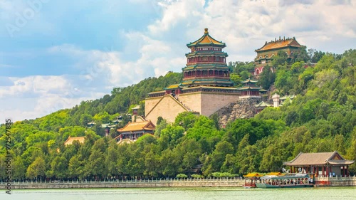 eijing Summer Palace Buddhist Incense Pavilion time-lapse real shot