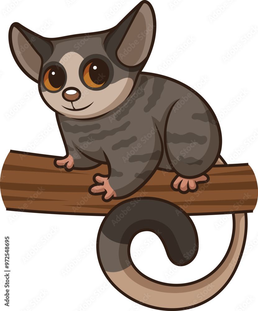 Obraz premium Rondo dwarf galago in chibi kawaii style vector image