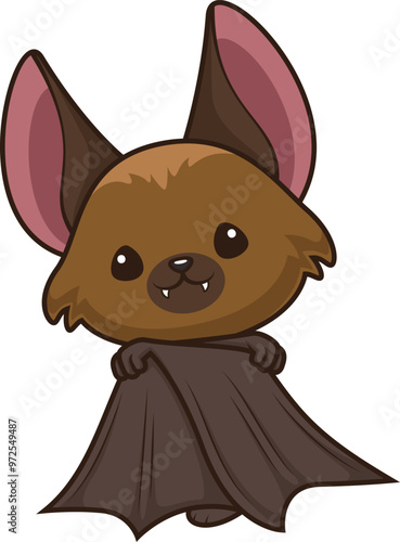 Black flying fox in chibi kawaii style vector image
