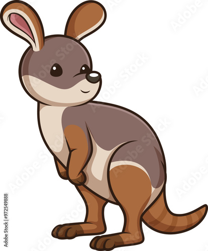 Yellow-footed rock wallaby in chibi kawaii style vector image