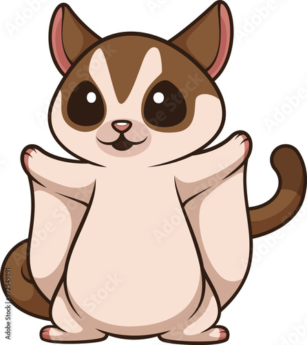 Sugar glider in chibi kawaii style vector image