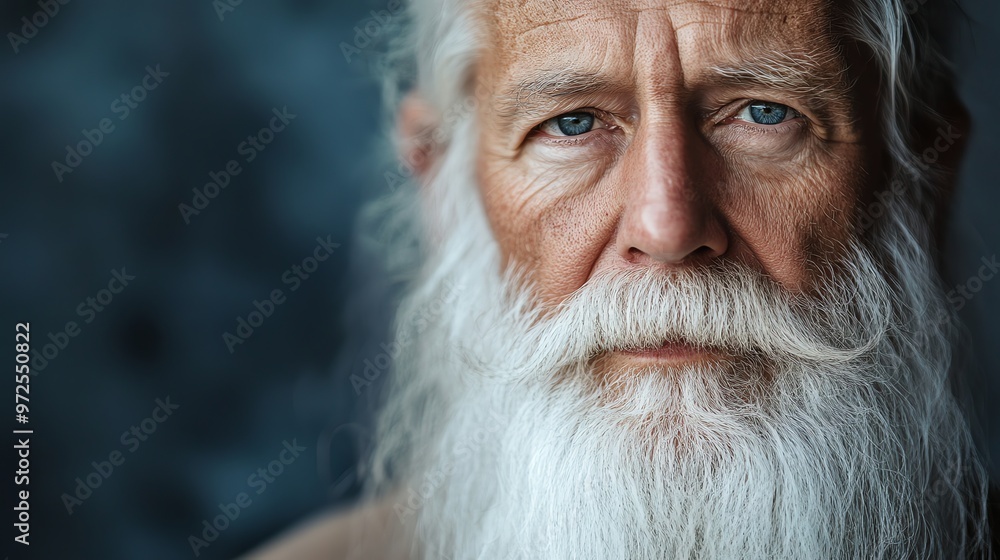 Close-up portrait of a senior man with a long white beard. Close-up portrait of a senior man with a long white beard.