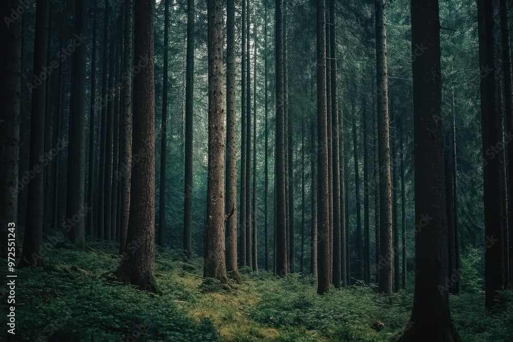 A serene forest scene with tall trees and lush greenery, evoking tranquility and nature's beauty. A serene forest scene with tall trees and lush greenery, evoking tranquility and nature's beauty.