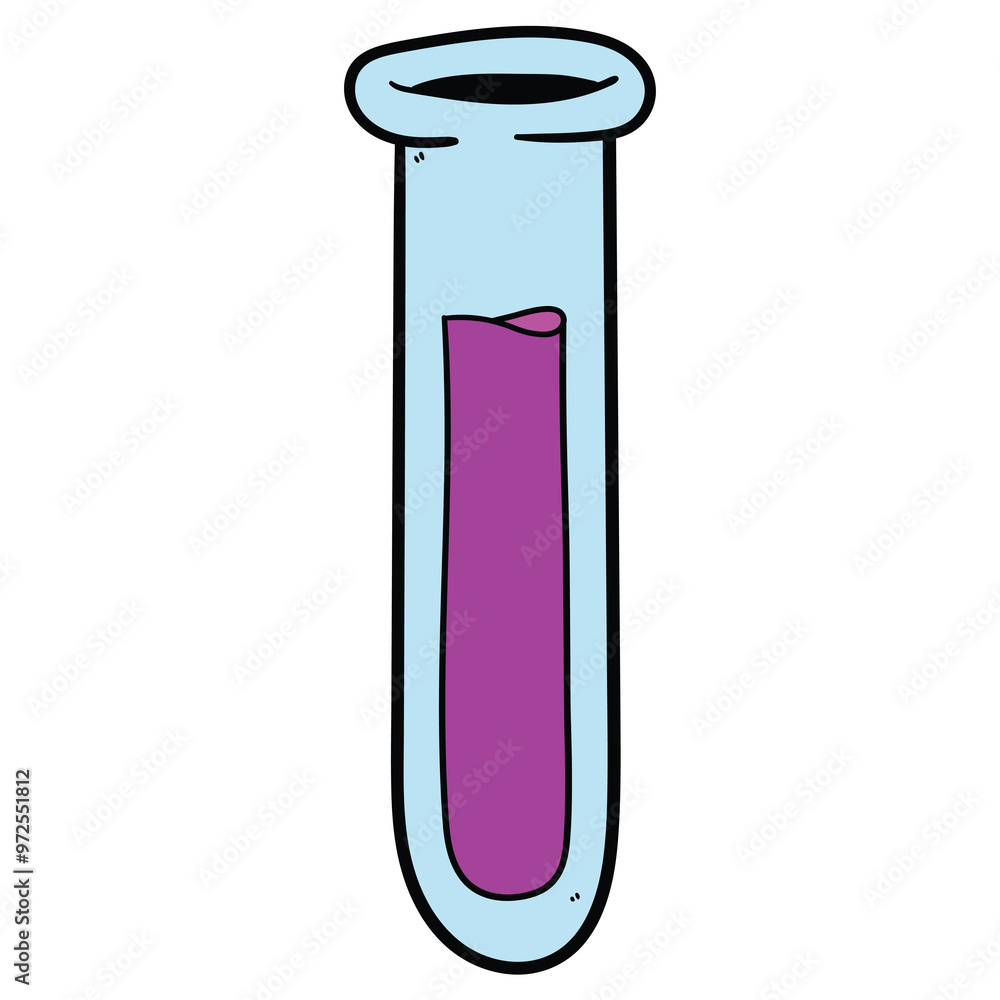 Hand drawn cartoon test tube on white background. Laboratory glassware, chemistry, science, pharmacology. Hand drawn cartoon test tube on white background. Laboratory glassware, chemistry, science, pharmacology.