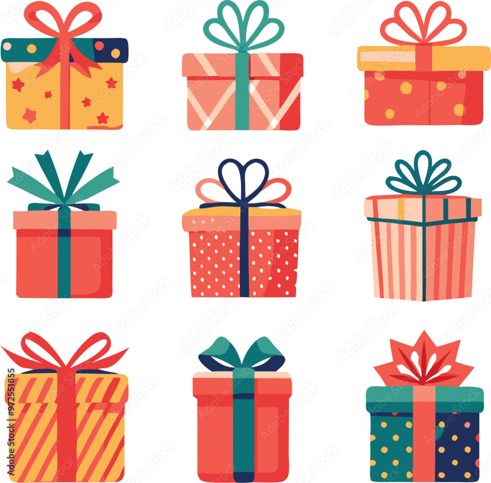 Vector illustration of various holiday gift boxes Vector illustration of various holiday gift boxes