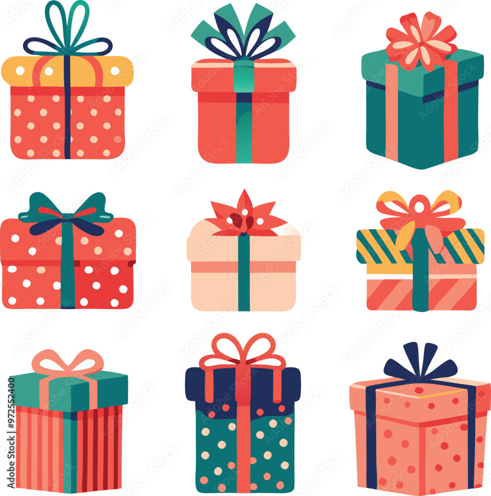 Vector illustration of various holiday gift boxes Vector illustration of various holiday gift boxes