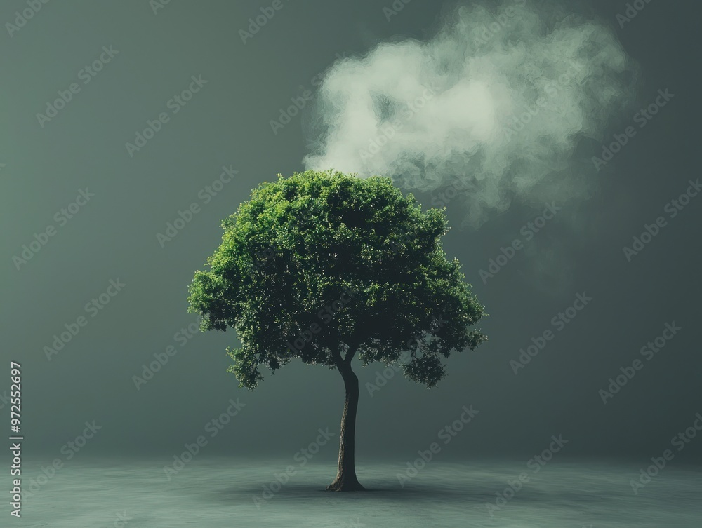 The Lonely Tree in the Mist - A Haunting Symbol of Isolation and Hope. The Lonely Tree in the Mist - A Haunting Symbol of Isolation and Hope.