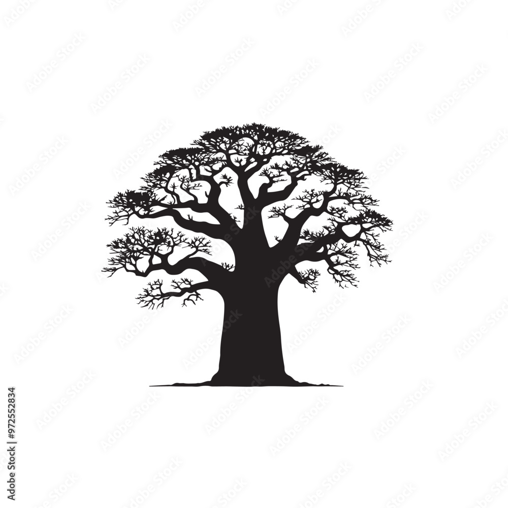 Fototapeta premium African baobab tree vector design. African baobab tree silhouette isolated on white background.