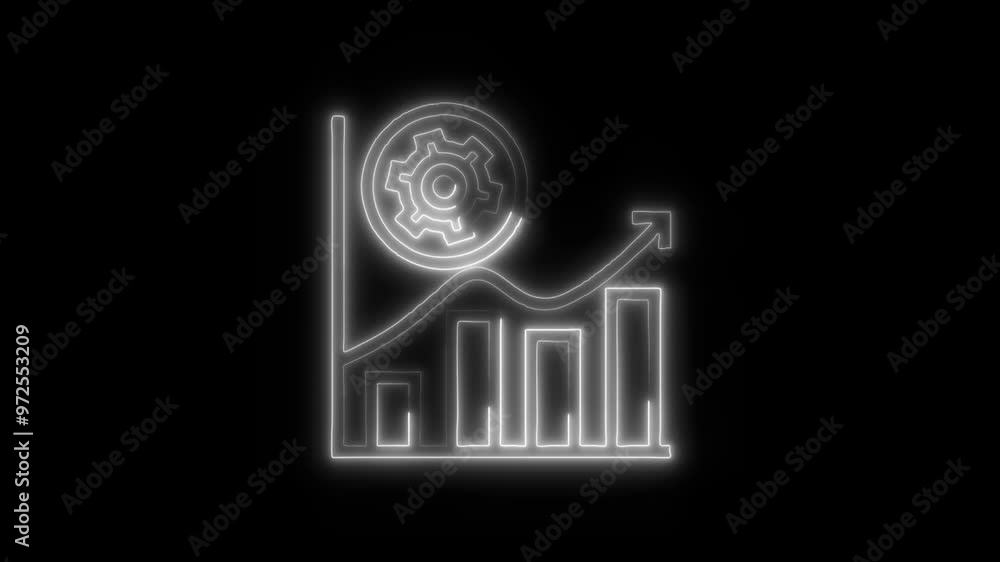 Progress Chart Icon in Video HD Neon Animation Business Growth and Financial Success Symbol with Dynamic Glow on Black Background Progress Chart Icon in Video HD Neon Animation Business Growth and Financial Success Symbol with Dynamic Glow on Black Background