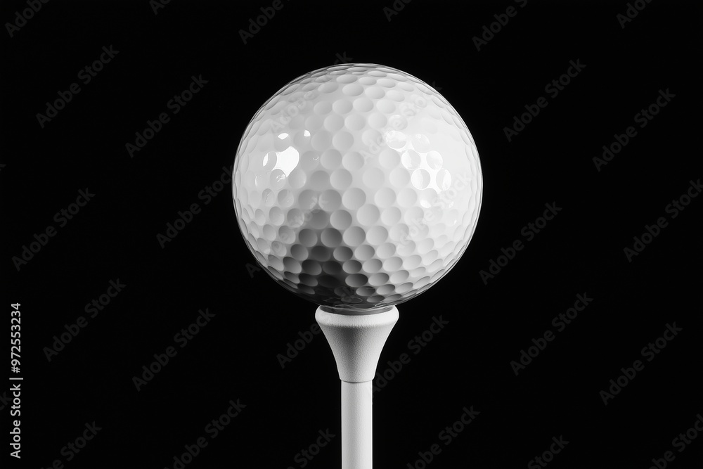 A white golf ball on a tee against a black background A white golf ball on a tee against a black background