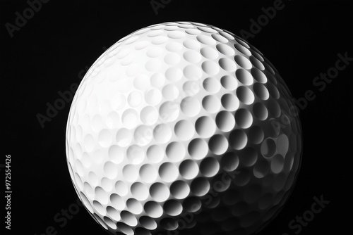 A white golf ball on a tee against a black background 