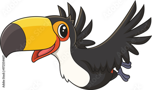 Flying toucan bird looking happy vector image