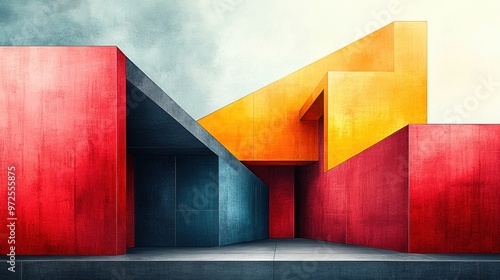 Abstract Geometric Architectural Composition