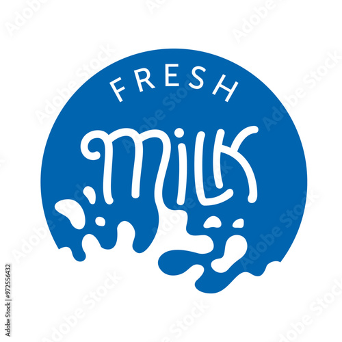 Fresh Milk modern label in calligraphic style