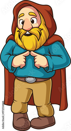 Bashful dwarf with red cape vector image