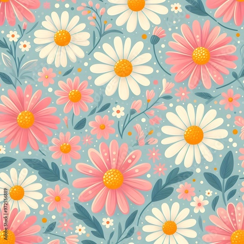 Wallpaper Mural A wallpaper of seamless flowers pattern background  Torontodigital.ca