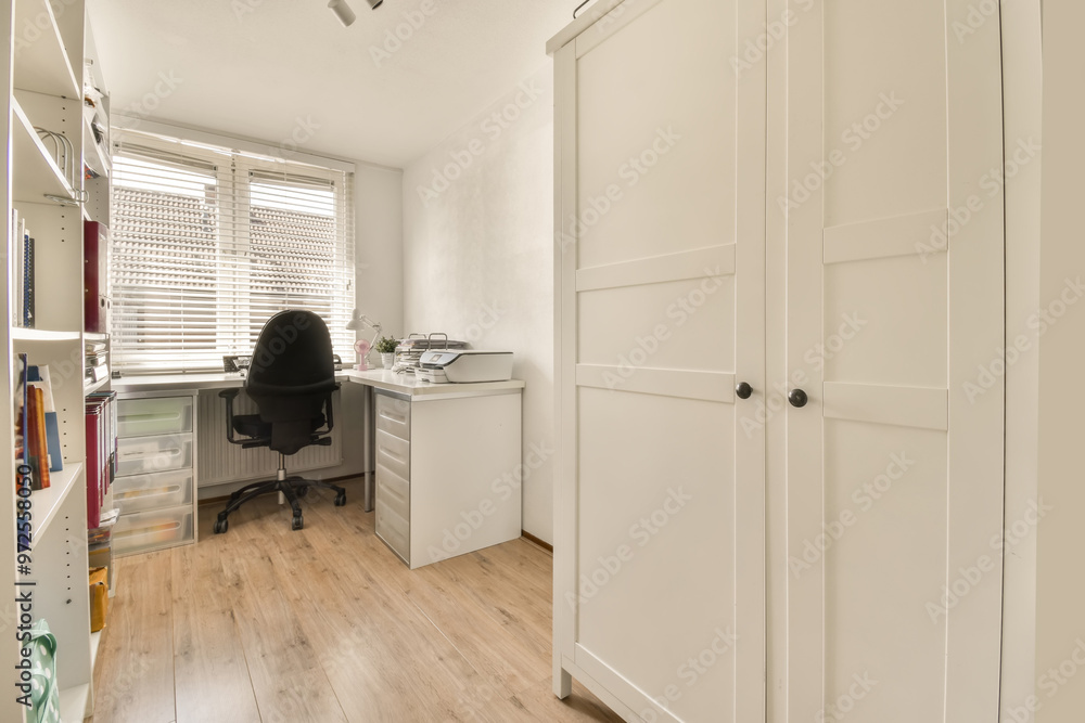 Modern home office with bright natural light Modern home office with bright natural light