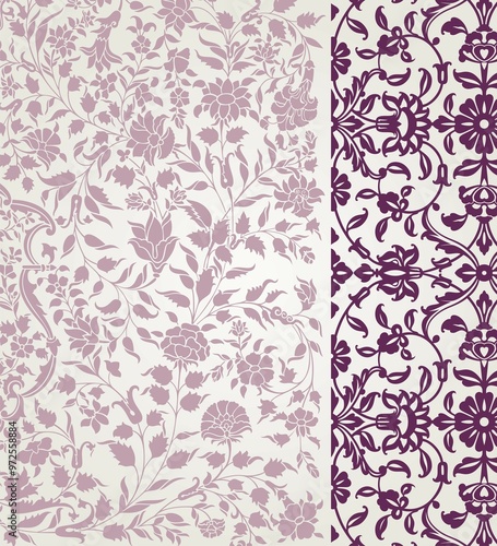Wallpaper Mural wedding card design, traditional paisley floral pattern , royal India	 Torontodigital.ca